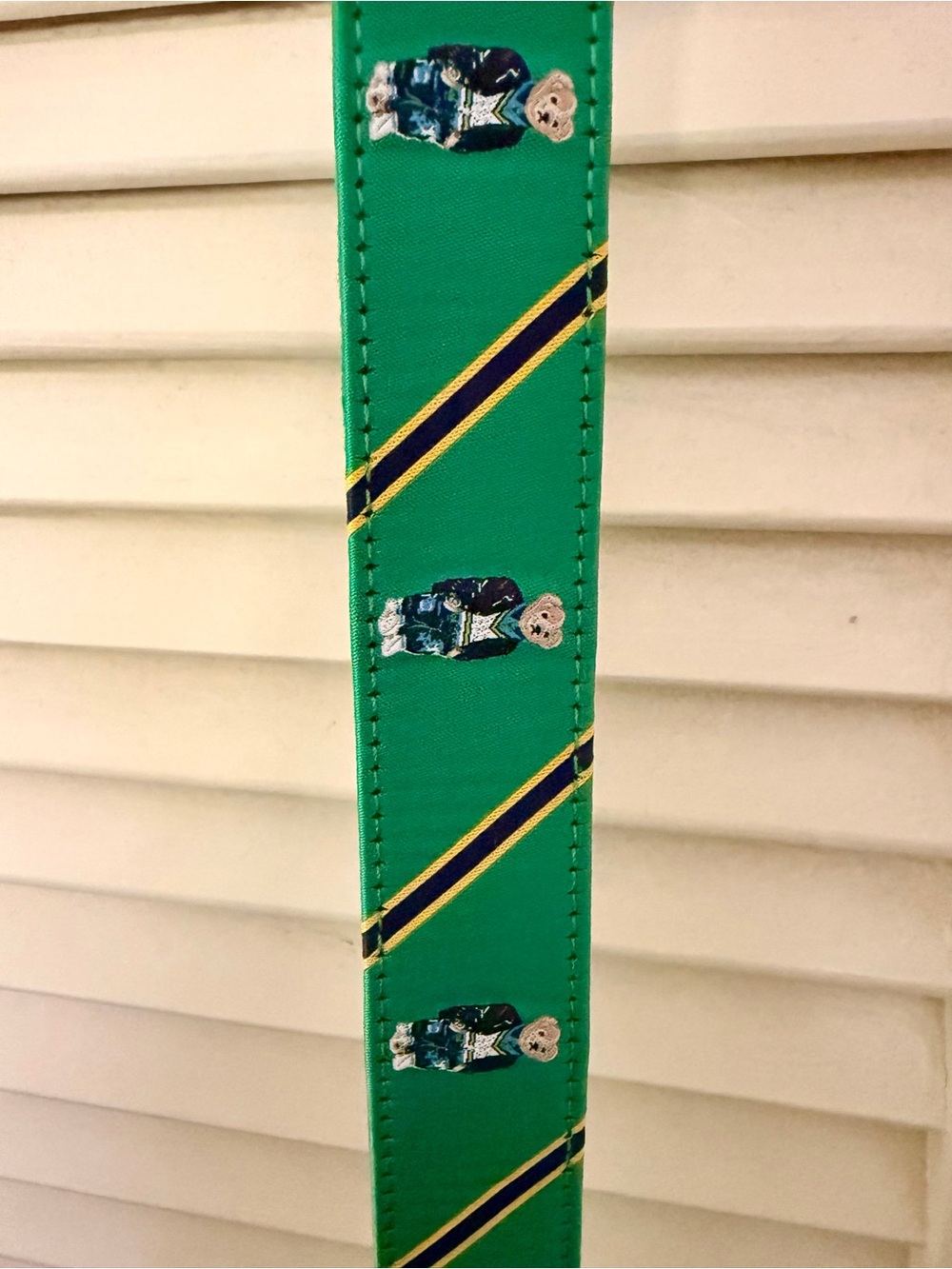 Polo by Ralph Lauren Green Belt with Navy & Yellow Stripe and Bear.